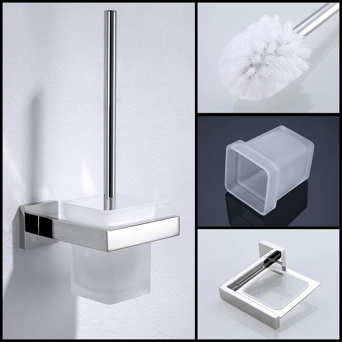 Turs Stainless Steel Toothbrush Holder Bath Drinking Glass Tumbler with Holder Wall Mount, Polished Surface, K7007P (Toilet Brush Holder)