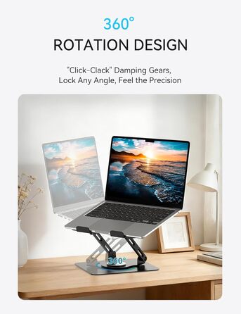 Підставка для ноутбука Soundance: регульована висота, 360° обертання, для екранів 10-15.6 дюймів, чорний A-Black
