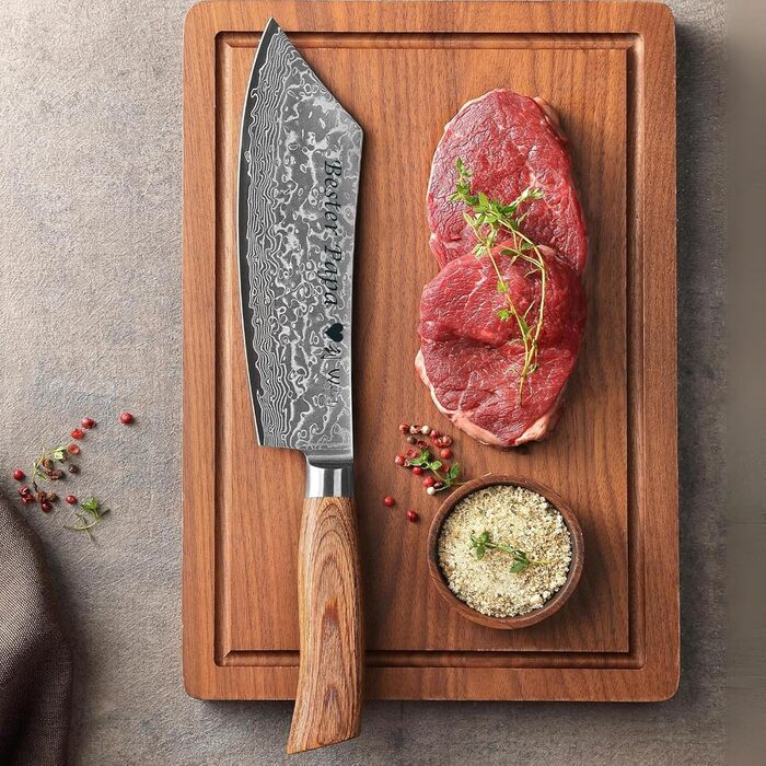 Ніж кухарський Wakoli EDIB Pro Damast BBQ & Blockmesser 20 см з лезом з 67 шарів дамаської сталі (VG10) з ергономічною ручкою для м'яса, грилю та смаження. У подарунковій коробці з можливістю гравіювання.