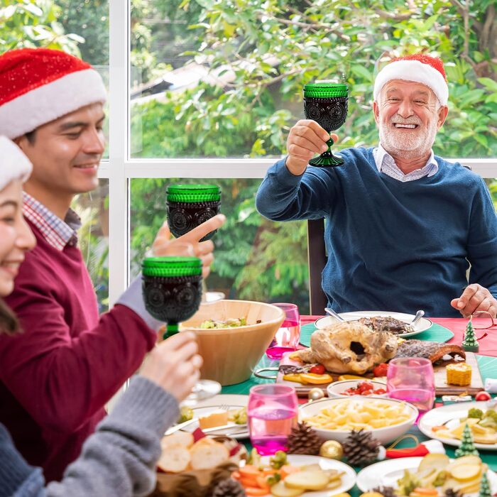 Набір вінтажних келихів для вина, 350 мл, 6 штук, кришталеве скло з рельєфним візерунком, придатне для миття в посудомийній машині, рожевий