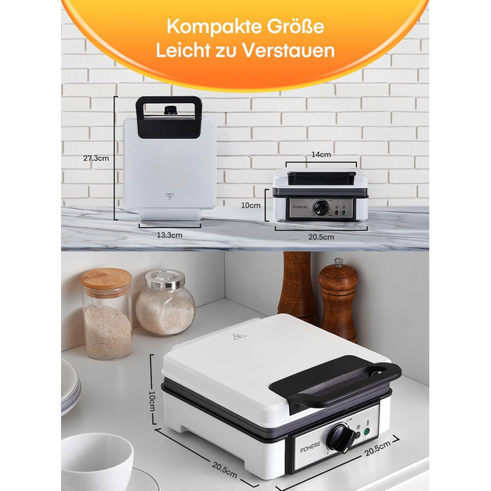 Електричний вафельниця FOHERE 2 шт. | 1200 Вт | Вафельниця, гриль для сендвічів, тостер | Антипригарне покриття