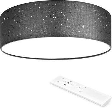 Navaris LED Ceiling Light 40cm - Dimmable, Color Temperature Change, Remote Control - 22W Dark Grey Starry Sky - Living Room Lamp, Bedroom Ceiling Lamp, Children's Room Lamp, Ceiling