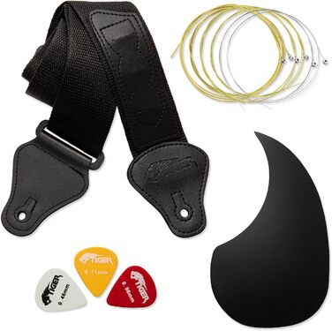 Акустична гітара TIGER ACG1-BK з металевими струнами, чорна, з повною верхньою часткою, для початківців