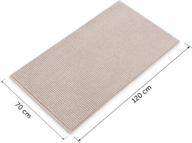 М’який килимок для ванної кімнати Blumtal 70x120 см, високий ворс Chenille, протиковзкий та придатний для прання, сертифікат Oeko-TEX, бежевий