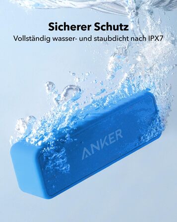 Портативна Bluetooth колонка Anker SoundCore 2, блакитна: потужний звук, глибокий бас, 24 год роботи, водонепроникність IPX7, сумісна з iPhone, Galaxy