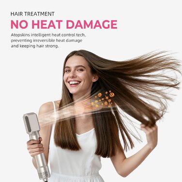 Набір для укладки волосся Atopskins 6 в 1: фен, плойка, щітка | 1000W, золотий