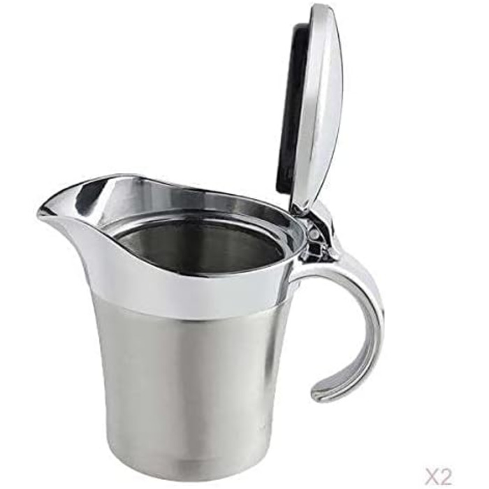HomeDecTime 2 x Double-Walled Sauce Bowls Stainless Steel Thermal Sauce Pot