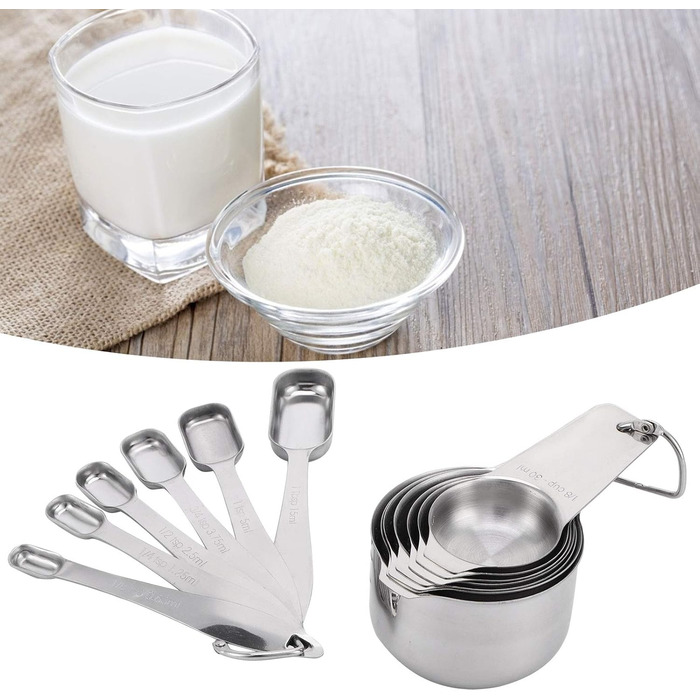 Germerse Measuring Cups Baking Tools High Hardness Stainless Steel Kitchen Baking Accessories 13 Piece/Set Kitchen Utensils Restaurant for Home Kitchen