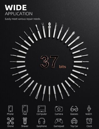 Акумуляторний міні-шуруповерт iFu Mini Electric з LED підсвіткою та набором біт (42 в 1/37 шт) - для ремонту телефонів, ноутбуків, камер, годинників, комп'ютерів