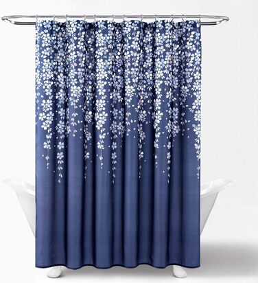 Шторка для душу Lush Decor з квітковим малюнком, 183 x 183 см, блакитний колір