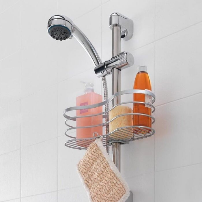 Metaltex Viva Shower Caddy Shower Shelf, Metal, Stainless Steel Look, 17 x 30 x 12 cm