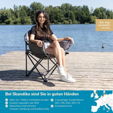 Крісло для кемпінгу Skandika Moonchair XL/Mala, блакитне | Складне крісло з міцним сталевим каркасом | Для відпочинку на природі, в саду, на балконі, у подорожах