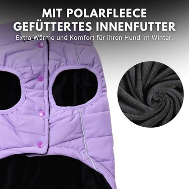 Spark Paws Warmshield™ Dog Jacket Winter Coat, Warm Fleece, Water-Repellent, Windproof, Reflective Vest, Suitable for Medium and Large Dogs, Cold Protection Snow Jacket Parka - - M (M: 5-7kg, Lilac)