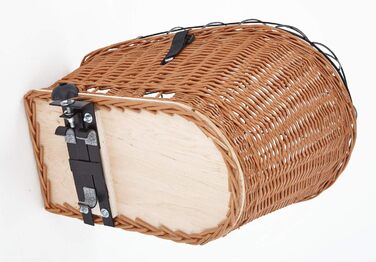 Корзина для велосипеда Tigana для собак, плетіння з лози, 60 x 39 см, сітчаста, задній багажник, переноска для тварин, XL + подушка/дерево/вкладиш G1