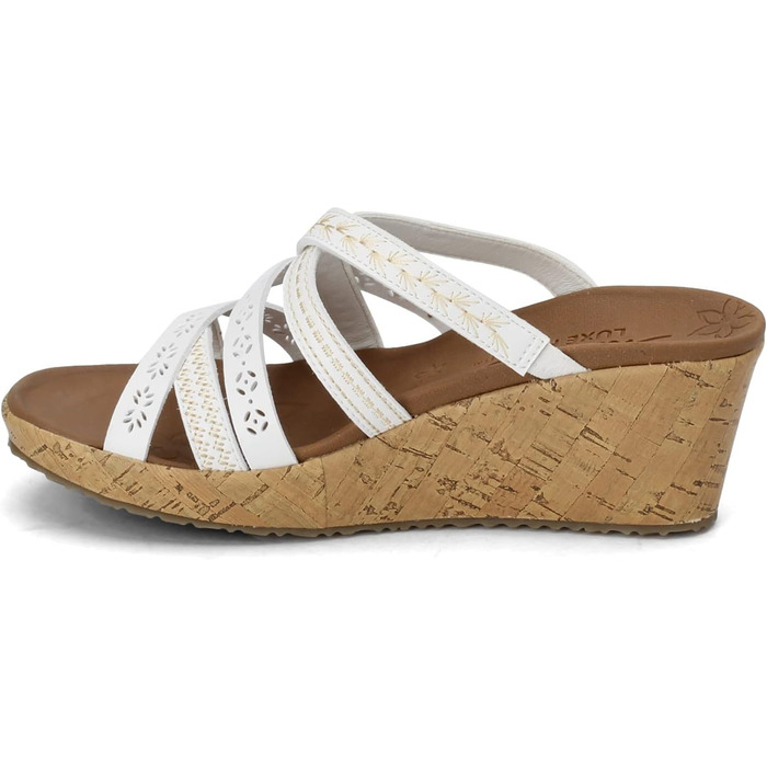 Босоніжки жіночі Skechers Beverlee Tiger Posse на танкетці, білі - 39 EU (широкі)