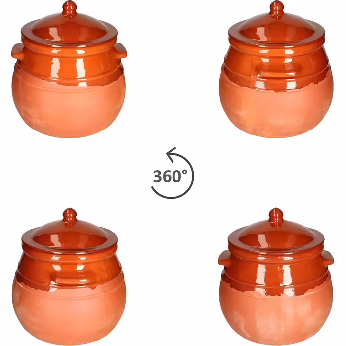 MamboCat Casserole Pot with Lid | One-Pot Meal | 4.5 Liters | Mediterranean | Unique Handmade | Partially Glazed | Antique/Vintage | Medieval | Viking