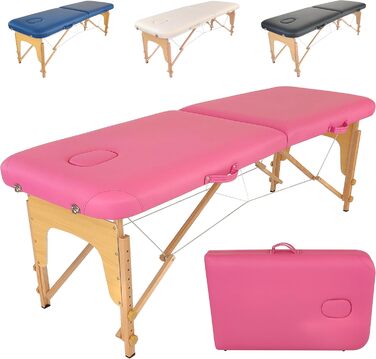 Масажний стіл Beltom® Basic з 2 зонами, 185 x 60 см, рожевий - легкий (11,8 кг)