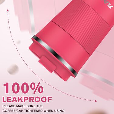 Термокружка для кави з кришкою 380мл, з подвійними стінками, з нержавіючої сталі, для гарячих та холодних напоїв (Рожевий)