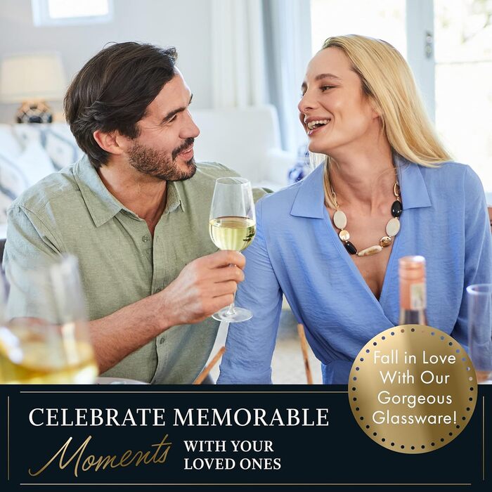 Набір келихів для білого вина, 4 шт. – вишукані кришталеві келихи ручної роботи, 530 мл. Ідеально підходять для шампанського, вина, святкування, весілля, дегустацій, любителів вина. Прозорі, еліптичні, 8 oz.