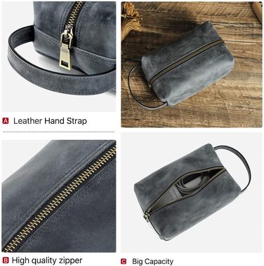 CONTACT'S Family Electronics Essentials Organizer Pouch, Cable Organizer Pouch, Leather Cable Organizer Pouch, Leather Electronic, Tech Pouch, Leather Cable Pouch (Blue)