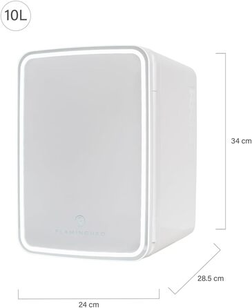 Flamingueo 10L Mini Fridge - 12V/220V Cosmetic & Skincare Fridge with LED & Mirror