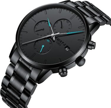 Годинник чоловічий NIBOSI аналоговий бізнес-хронограф, кажель, військовий, водостійкий, з нержавіючої сталі, для хлопців, блакитний