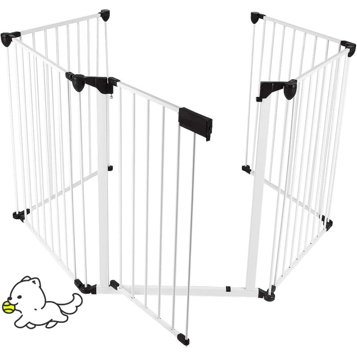 Клітка для собак, металева, розкладна, 310 x 2,5 x 75 см (5 шт., білий)