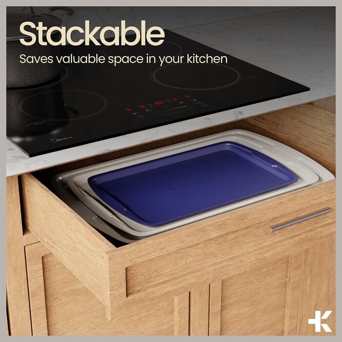 Набір форм для випічки Royal Blue (10 шт), з антипригарним покриттям, з вуглецевої сталі, стакесний, економний, придатний для миття в посудомийній машині, стійкий до бруду, без PFOA/PFOS/PTFE, термостійкий до 230 °C