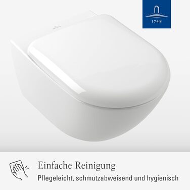 Сидіння для унітаза Villeroy & Boch O.novo D-подібне з мікроліфтом (SoftClose), Duroplast, білий глянець (Alpin)