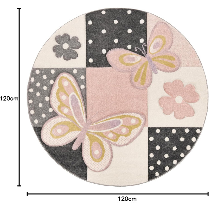 Paco Home Rug Kids' Room Boy Girl Children's Rug Play Rug Short Pile Rainbow Farm Unicorn Butterfly Bunny, Size: 120x170 cm