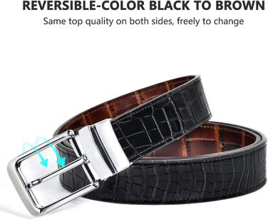 Чоловічі ремені 2 шт. Змінні, шкіряні, з натуральної шкіри крокодила, чорний та коричневий, 40-42 розмір
