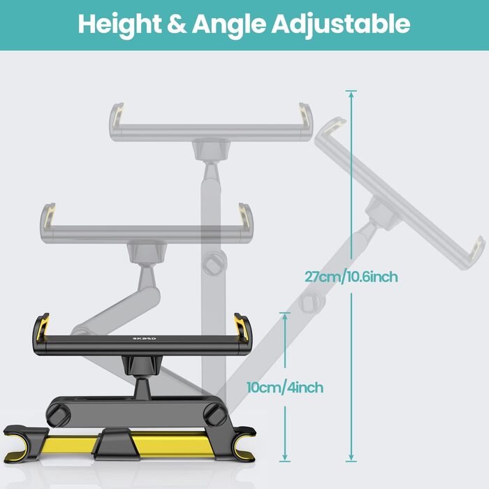 Тримач для планшета в авто - універсальний, регульований, для iPad, Switch, Samsung Tab, смартфонів 4.7-13 дюймів (жовтий)