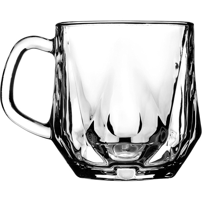 Набір склянок KADAX Frida 300мл (6 шт) для чаю, кави та води - скляні стакани з ручкою