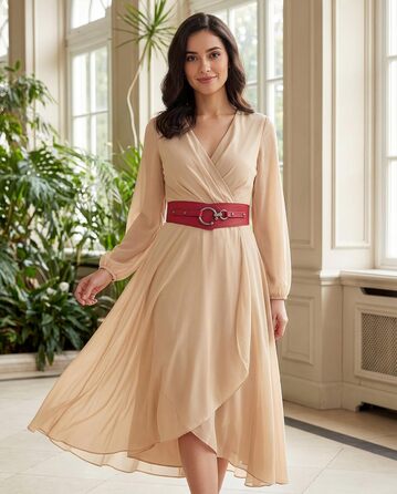 Пояс жіночий BlackButterfly Vintage з регульованою пряжкою, еластичний, червоний, розмір XL
