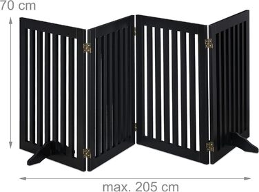 Захисний забірчик для собак Relaxdays, 70 x 154 см, розкладний, з ніжками, чорний (4 панелі)