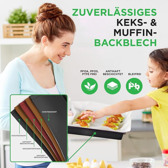 Набір для випічки Nutrichef 10 предметів з антипригарним покриттям. Включає: форма для кексів, форма для тортів, дека для піци, форми для мафінів, хліба та інше. Можна мити в посудомийній машині, складається. Чорний колір.