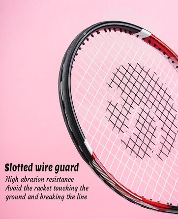 Senston Adult Tennis Racket Set - 2 Rackets, 3 Balls, 2 Grips, Vibration Dampeners (Red & Blue)
