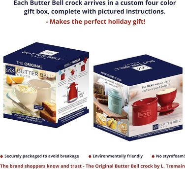 Butter Bell - The Original Butter Bell by L. Tremain, French Ceramic Butter Dish for Spreadable Butter, Maraschino Red, Glossy Surface, Retro Café Collection