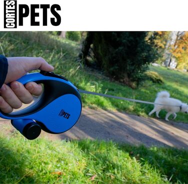 Рулетка для собак великих порід Flexi New Comfort, 8 м, до 50 кг, з кнопкою блокування, тримач для відходів, блакитна XL