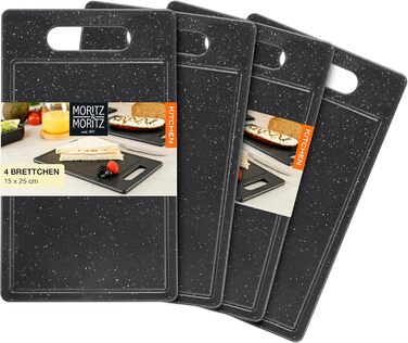 Набір дерев'яних обробних дощок Moritz & Moritz з гранітним дизайном, 25 x 15 см, BPA free, для сніданку, гігієнічний, придатний для миття в посудомийній машині (4 шт.)