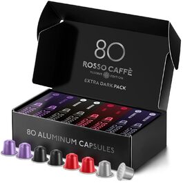 Капсули кави ROSSO CAFFÈ Nespresso Reserve Edition, 80 шт. (8 сортів преміум еспресо), сумісні з Nespresso, Made in Italy
