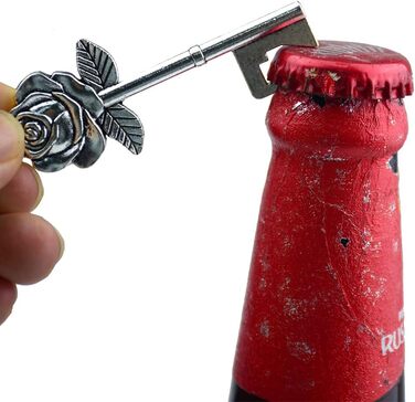 Aokbean 50pcs Wedding Key Bottle Openers Vintage Rose Flower Shape Gifts for Guest Gift Set with Candy Boxes, Thank You Tags and Ribbon (Antique Silver)