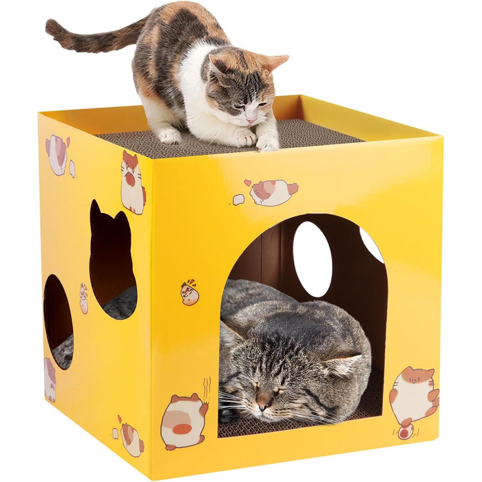 Котячий будиночок з картонної коробки 30x30x30 см - ідеальне місце для відпочинку та дряпання