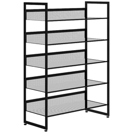 HOMCOM Small Shoe Rack Shoe Storage Shoe Stand Tall and Narrow, 5 Shelves, 72 cm x 30 cm x 102 cm, Black | Aosom