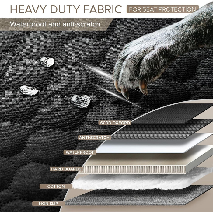 Подовжувач для заднього сидіння автомобіля SHARLOVY для собак, автомобільний чохол на сидіння для собак преміум-якості, великий автомобільний чохол з міцним дном для собак, автомобільна гамак для собак. Підходить для авто / SUV / пікапів чорного кольору