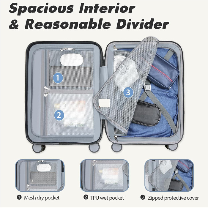 Важконесенний валіза Vankean з обертовими колесами та TSA-замком, розширюваний, з жорстким корпусом, з дозволом для авіакомпаній, 20 дюймів, (Оранжево-червоний візерунок 'Sunset Chevron')