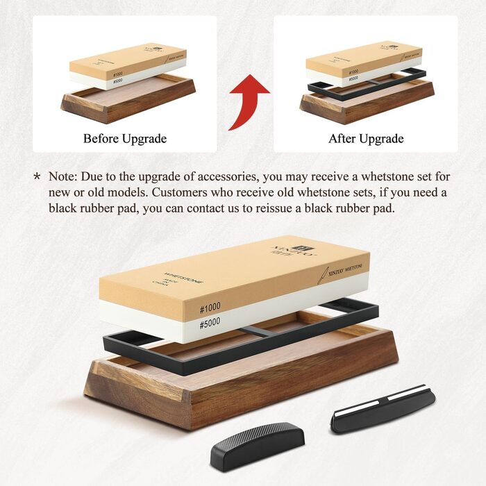Набір для заточування ножів XINZUO: алмазний плоскою точило 2-в-1 з дерев'яною підставкою, зернистість 1000/5000