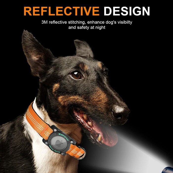 Нашийник для собак з AirTag, водонепроникний чохол, GPS-трекер, сумісний з Apple AirTag, для собак маленьких, середніх та великих порід, S (XL (39.5-55.5 см), помаранчевий)