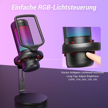 Мікрофон геймерський TONOR TC310 USB для ПК, PS4/PS5 з RGB підсвіткою та тримачем