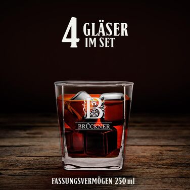 Maverton Whiskey Decanter + Set of 4/6 Whiskey Glasses with Engraving - 700ml Whiskey Decanter - for Christmas - Birthday Gift for Women - Letter